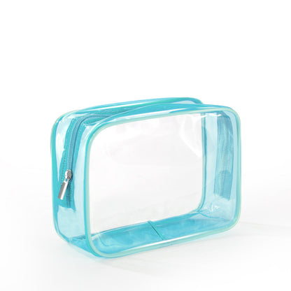 Multicolor Transparent Faux Leather Wash Bag – Zipper Clear Cosmetic Storage Bag for Travel & Daily Toiletry Matching