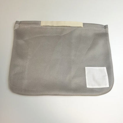 Gray Mesh Faux Leather Trim Laundry Bag – Handheld Breathable Mesh Storage Bag for Underwear & Daily Washing Matching