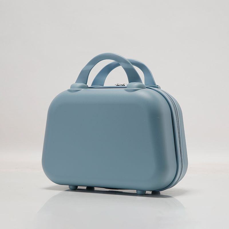 14 Inch Pastel Faux Leather Mini Cosmetic Bag - Handheld Makeup Organizer with Dual Handles