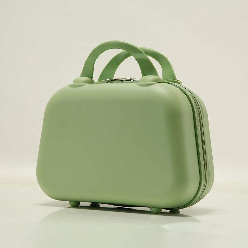 14 Inch Pastel Faux Leather Mini Cosmetic Bag - Handheld Makeup Organizer with Dual Handles