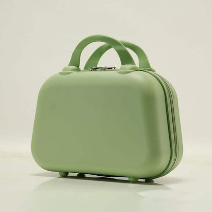 14 Inch Pastel Faux Leather Mini Cosmetic Bag - Handheld Makeup Organizer with Dual Handles