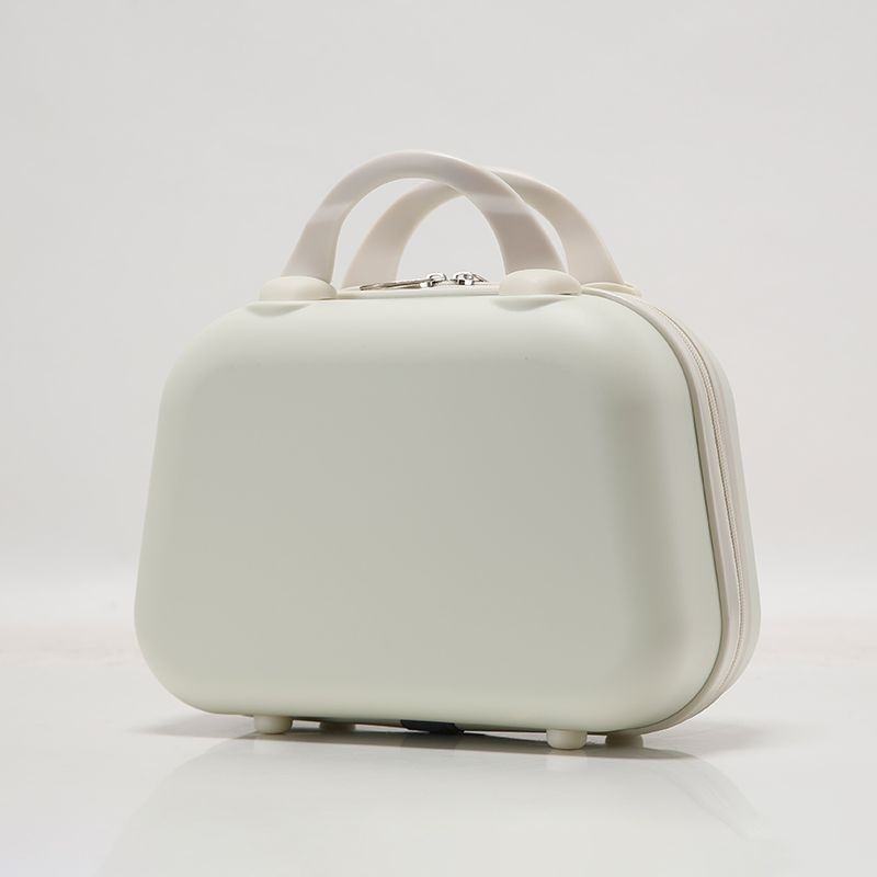 14 Inch Pastel Faux Leather Mini Cosmetic Bag - Handheld Makeup Organizer with Dual Handles