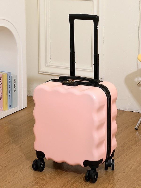 18 Inch Portable Cartoon Rolling Travel Bag, Wavy Carry-On with 360° Spinner Wheels & Password Lock
