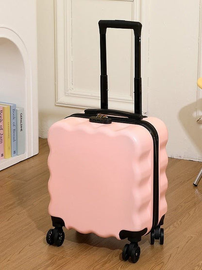 18 Inch Portable Cartoon Rolling Travel Bag, Wavy Carry-On with 360° Spinner Wheels & Password Lock