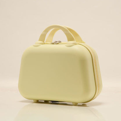 14 Inch Pastel Faux Leather Mini Cosmetic Bag - Handheld Makeup Organizer with Dual Handles