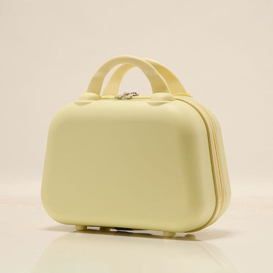 14 Inch Pastel Faux Leather Mini Cosmetic Bag - Handheld Makeup Organizer with Dual Handles