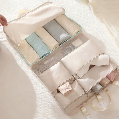 Travel Organizer Bag – Foldable Compartment Storage Bag with Hanging Handle for Business & Casual Trip Outfits
