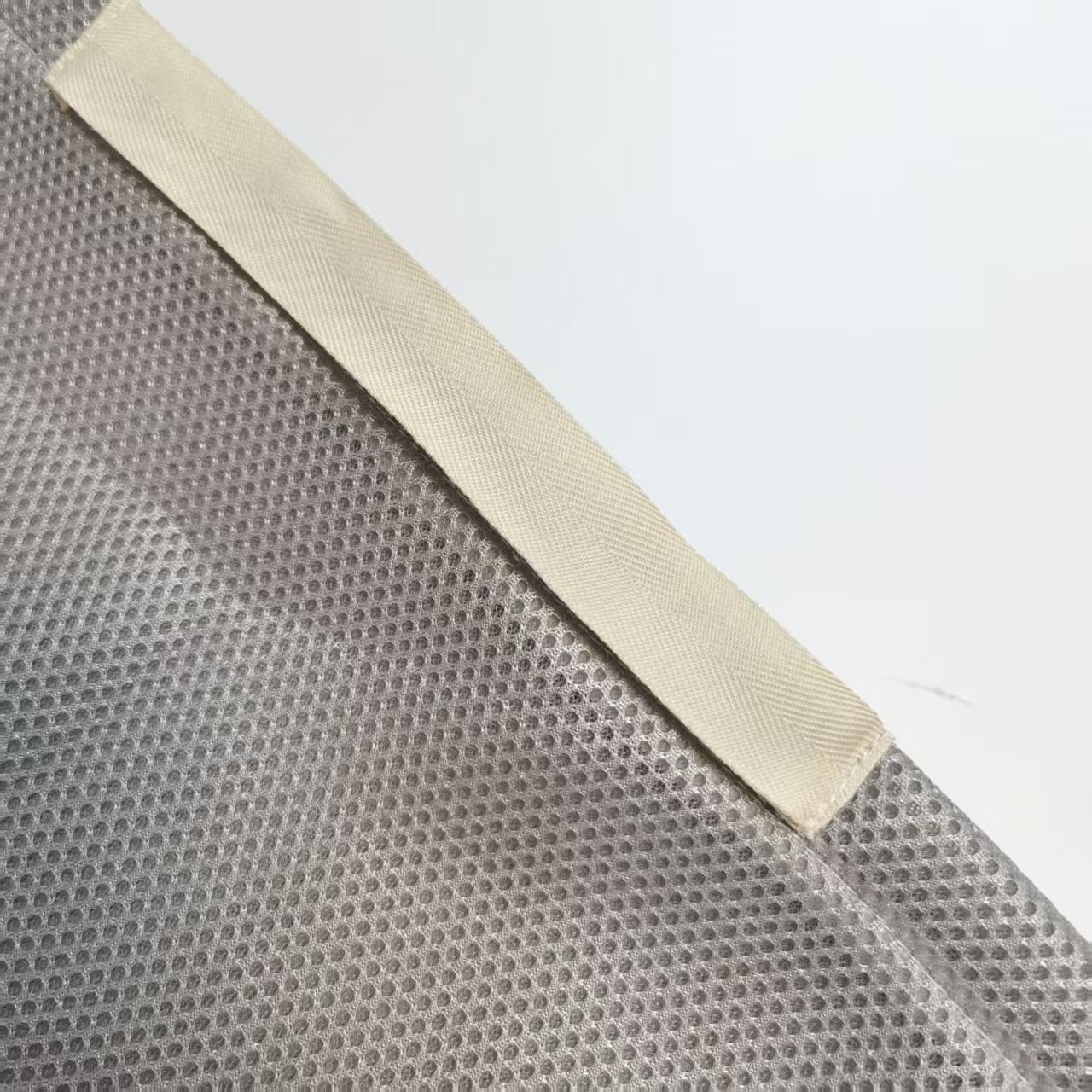 Gray Mesh Faux Leather Trim Laundry Bag – Handheld Breathable Mesh Storage Bag for Underwear & Daily Washing Matching