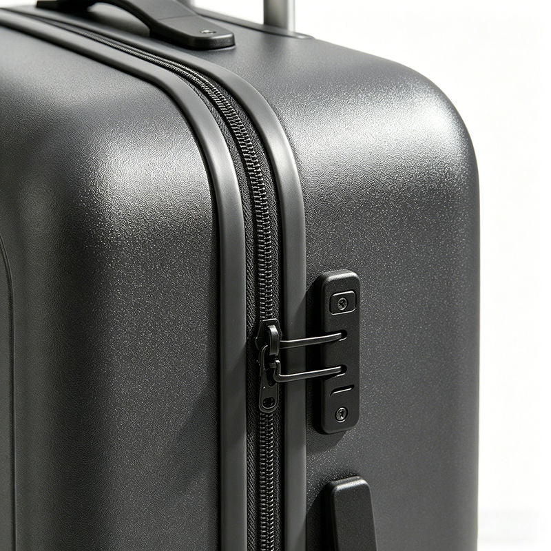 18 Inch Dark Grey Business Rolling Luggage, Eco-Friendly Lightweight Waterproof Durable Portable with TSA Lock & Leather Handle