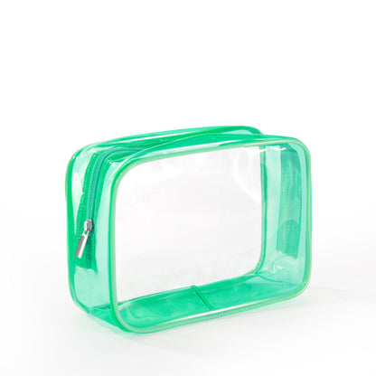 Multicolor Transparent Faux Leather Wash Bag – Zipper Clear Cosmetic Storage Bag for Travel & Daily Toiletry Matching