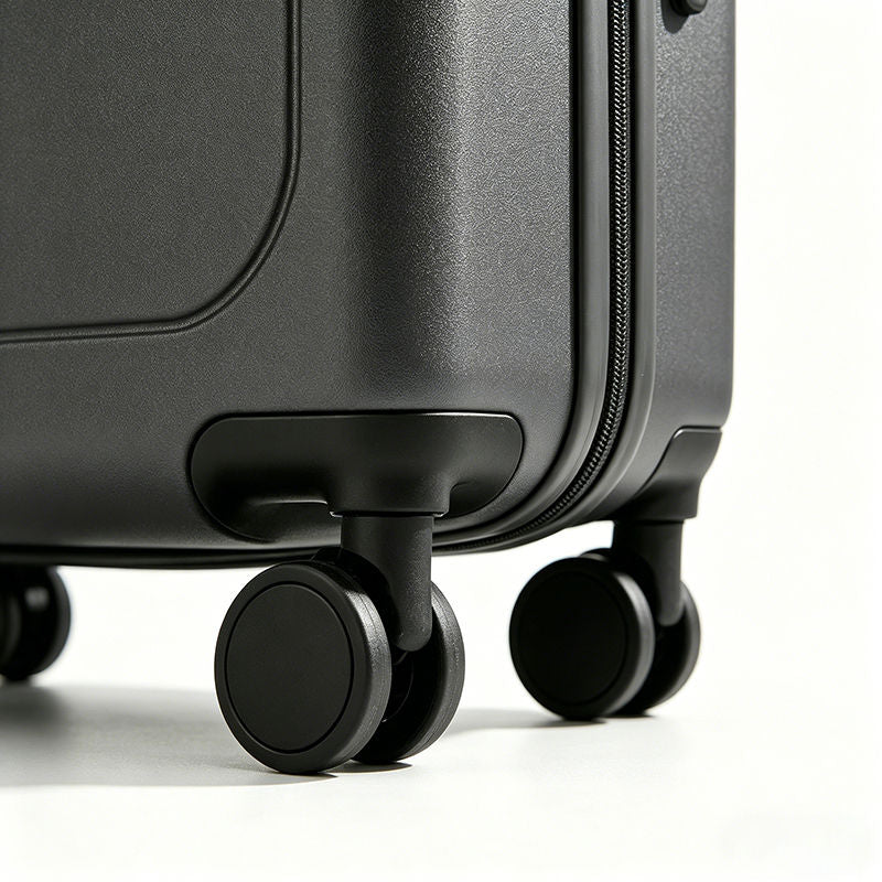 18 Inch Dark Grey Business Rolling Luggage, Eco-Friendly Lightweight Waterproof Durable Portable with TSA Lock & Leather Handle
