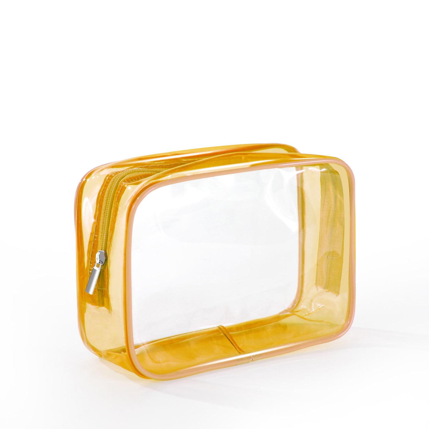 Multicolor Transparent Faux Leather Wash Bag – Zipper Clear Cosmetic Storage Bag for Travel & Daily Toiletry Matching