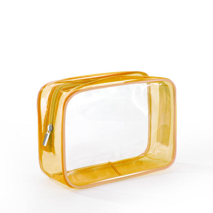 Multicolor Transparent Faux Leather Wash Bag – Zipper Clear Cosmetic Storage Bag for Travel & Daily Toiletry Matching