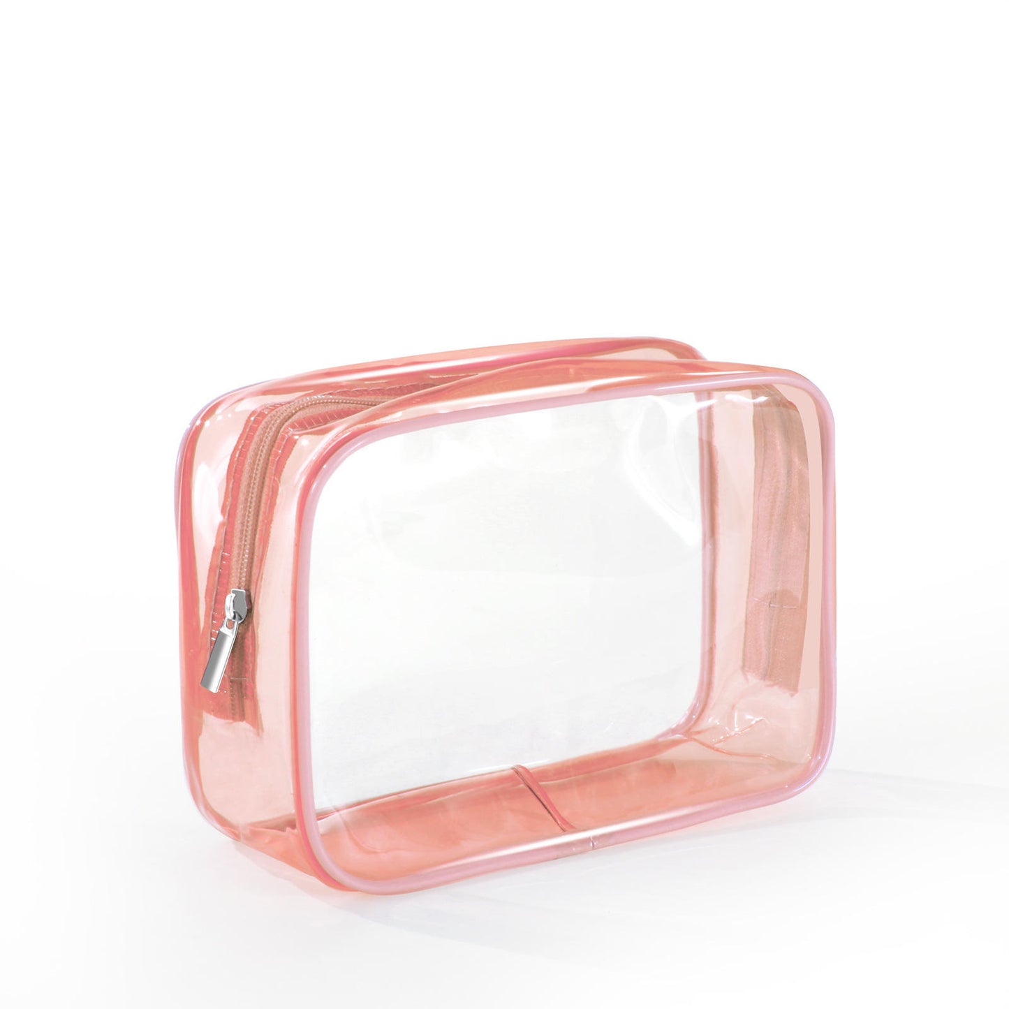 Multicolor Transparent Faux Leather Wash Bag – Zipper Clear Cosmetic Storage Bag for Travel & Daily Toiletry Matching