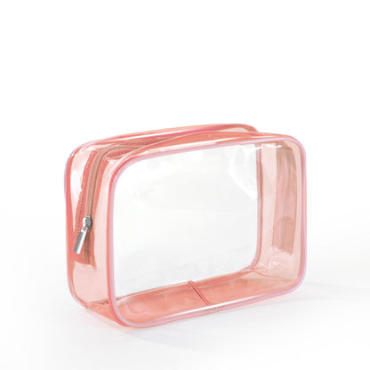 Multicolor Transparent Faux Leather Wash Bag – Zipper Clear Cosmetic Storage Bag for Travel & Daily Toiletry Matching